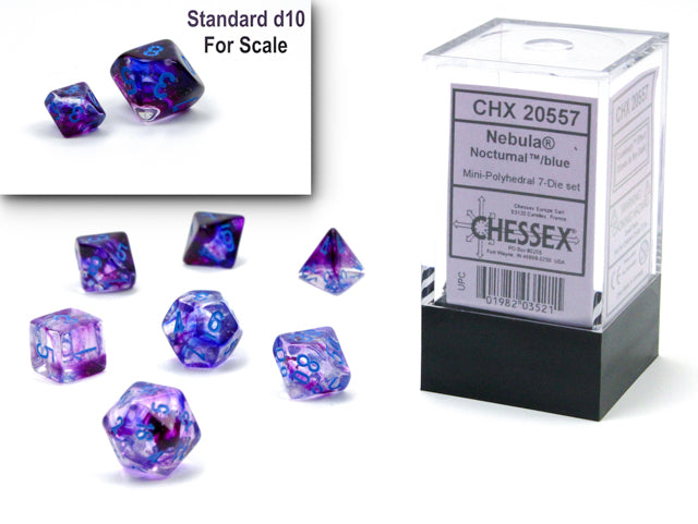 Chessex - Mini Nebula Polyhedral 7 Die Set - Luminary Nocturnal Blue - 0