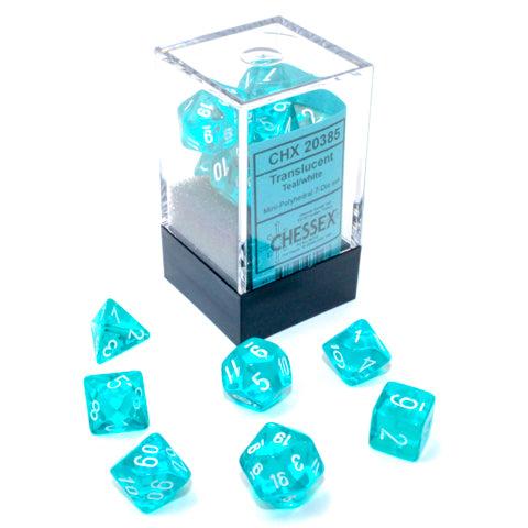 Chessex - Mini Translucent Polyhedral 7 Die Set - Teal & White