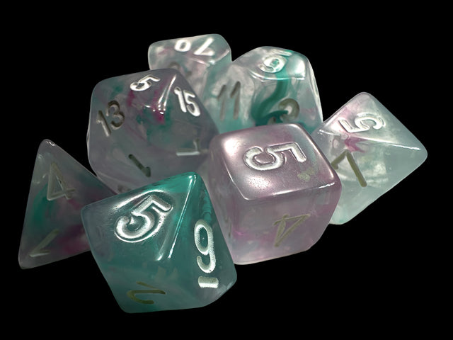 Chessex - Mini Nebula Polyhedral 7 Die Set - Wisteria White - 0