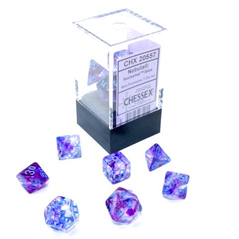 Chessex - Mini Nebula Polyhedral 7 Die Set - Luminary Nocturnal Blue