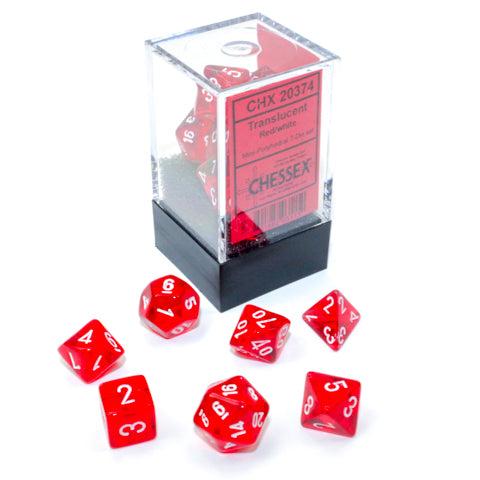 Chessex - Mini Translucent Polyhedral 7-Die Set - Red & White