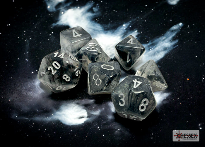 Chessex - Borealis Polyhedral 7 Dice Set - Luminary Light Smoke Silver