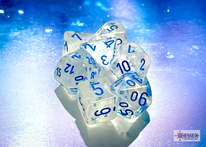 Chessex - Borealis Polyhedral 7 Dice Set - Luminary Icicle light blue