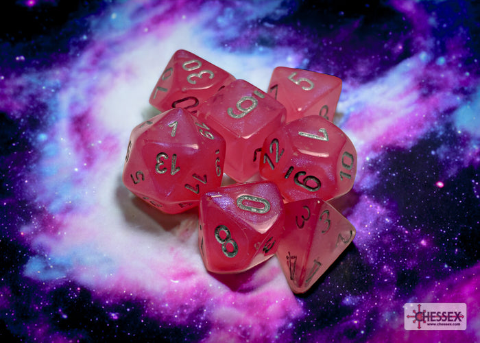 Chessex - Borealis Polyhedral 7 Dice Set - Luminary Polyhedral Pink & Silver