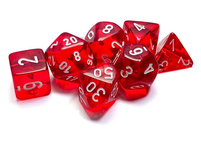 Chessex - Translucent Polyhedral 7 Dice Set - Red & White