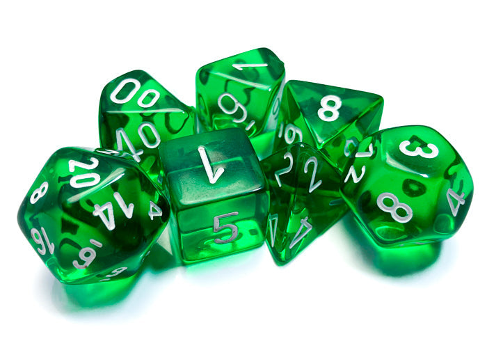 Chessex - Translucent Polyhedral 7 Dice Set - Green & White