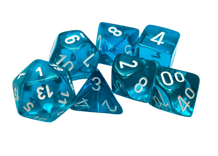 Chessex - Translucent Polyhedral 7 Dice Set - Teal & White