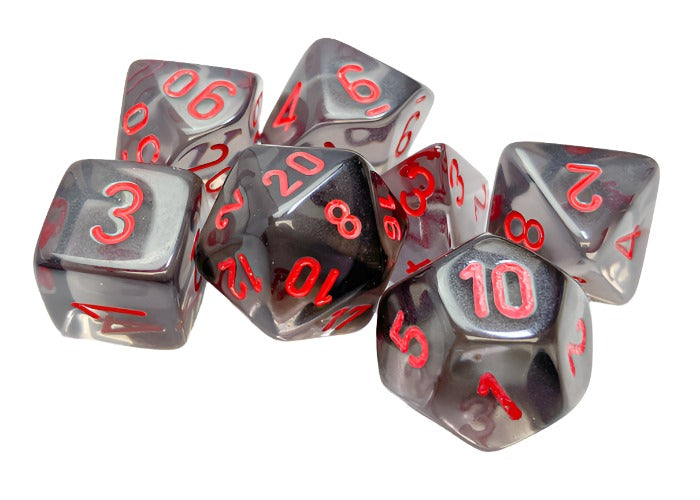 Chessex - Translucent Polyhedral 7 Dice Set - Smoke & Red