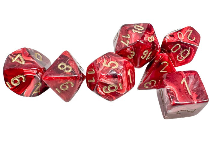 Chessex - Vortex Polyhedral 7 Dice Set - Burgundy with Gold