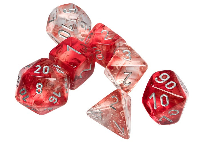 Chessex - Nebula Polyhedral 7 Dice Set - Luminary Red & Silver