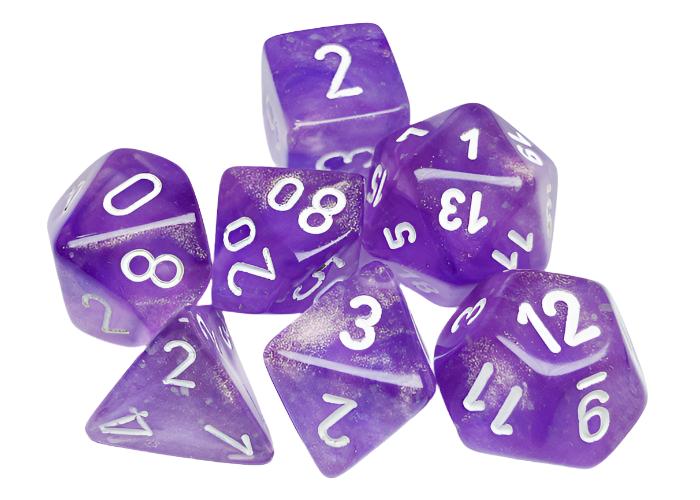 Chessex - Borealis Polyhedral 7 Dice Set - Luminary Purple & White