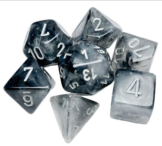 Chessex - Borealis Polyhedral 7 Dice Set - Luminary Light Smoke Silver