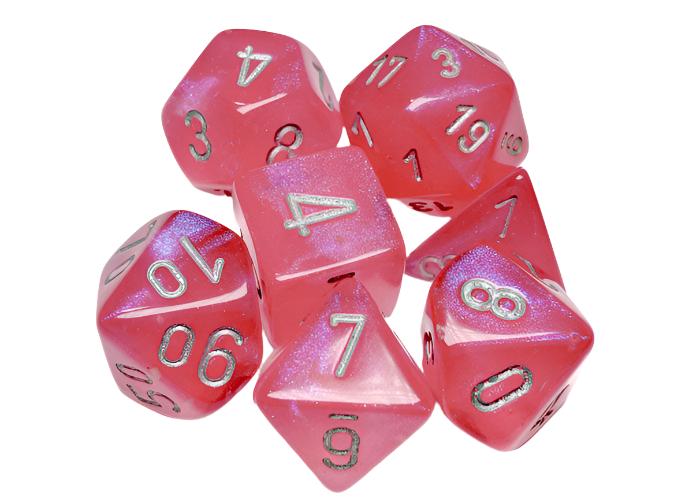 Chessex - Borealis Polyhedral 7 Dice Set - Luminary Polyhedral Pink & Silver