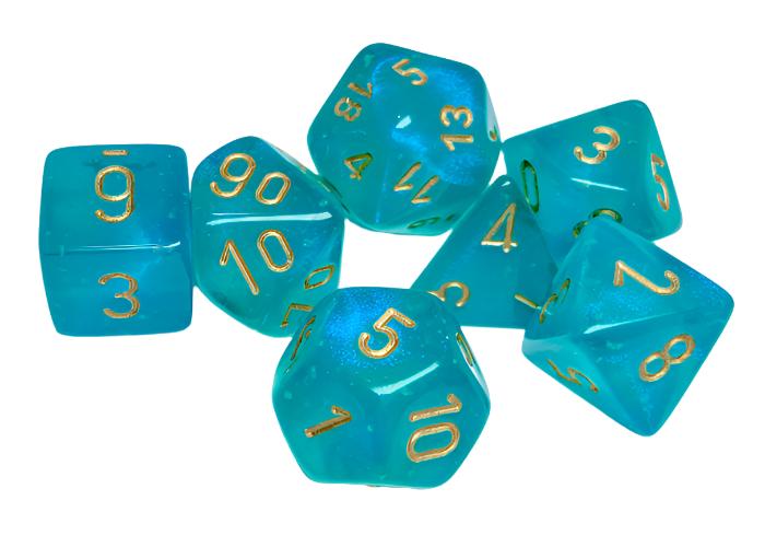 Chessex - Borealis Polyhedral 7 Dice Set - Luminary Teal & Gold