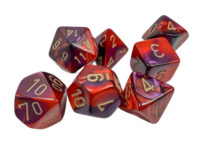 Chessex - Gemini Polyhedral 7 Dice Set - Purple-Red with Gold