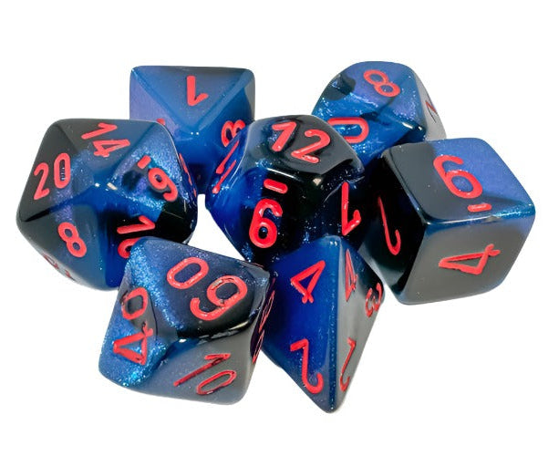 Chessex - Gemini Polyhedral 7 Dice Set - Black-Starlight with Red