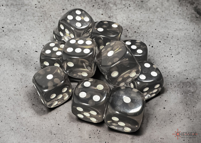 Chessex - Translucent 16mm D6 Dice Block - Smoke with White