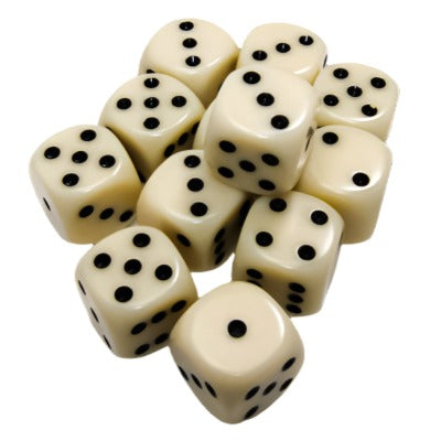 Chessex - Opaque 16mm D6 Dice Block - Ivory with Black