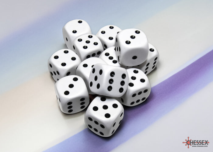 Chessex - Opaque 16mm D6 Dice Block - White with Black