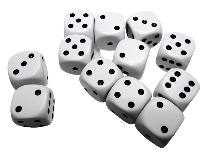 Chessex - Opaque 16mm D6 Dice Block - White with Black