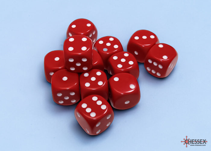 Chessex - Opaque 16mm D6 Dice Block - Red with White