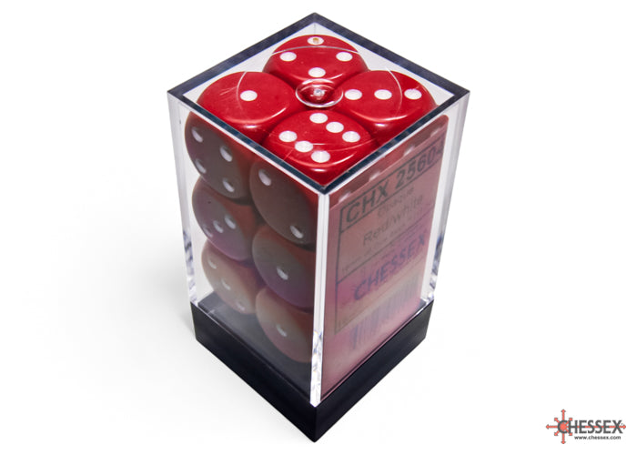 Chessex - Opaque 16mm D6 Dice Block - Red with White