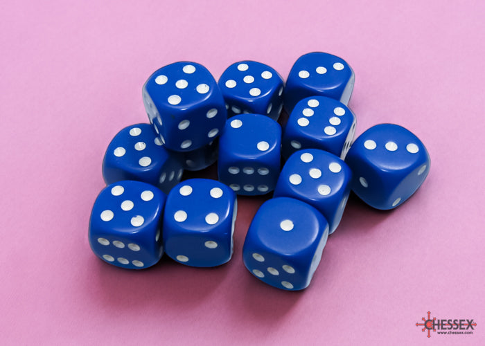 Chessex - Opaque 16mm D6 Dice Block - Blue with White