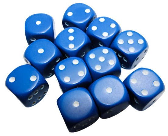 Chessex - Opaque 16mm D6 Dice Block - Blue with White