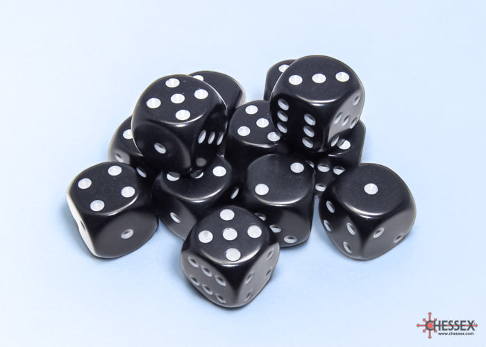 Chessex - Opaque 16mm D6 Dice Block - Black with White