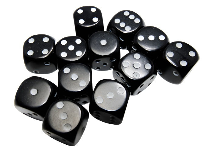 Chessex - Opaque 16mm D6 Dice Block - Black with White