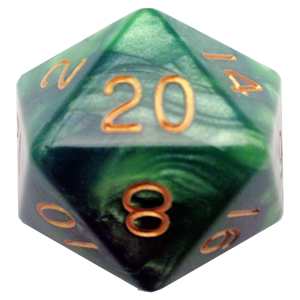 Fanroll - 35mm Mega Acrylic D20 - Green/Light Green with Gold Numbers