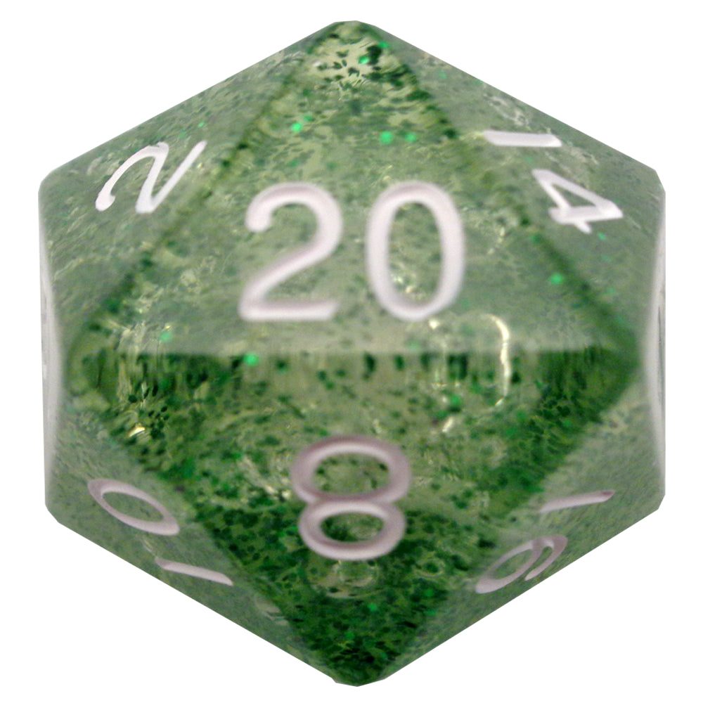 Fanroll - 35mm Mega Acrylic D20 - Ethereal Green with White Numbers