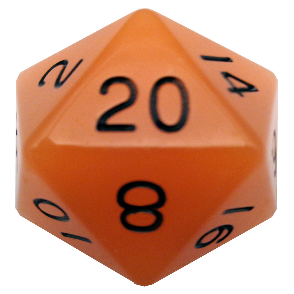 Fanroll - 35mm Mega Acrylic D20 - Glow Orange with Black Numbers