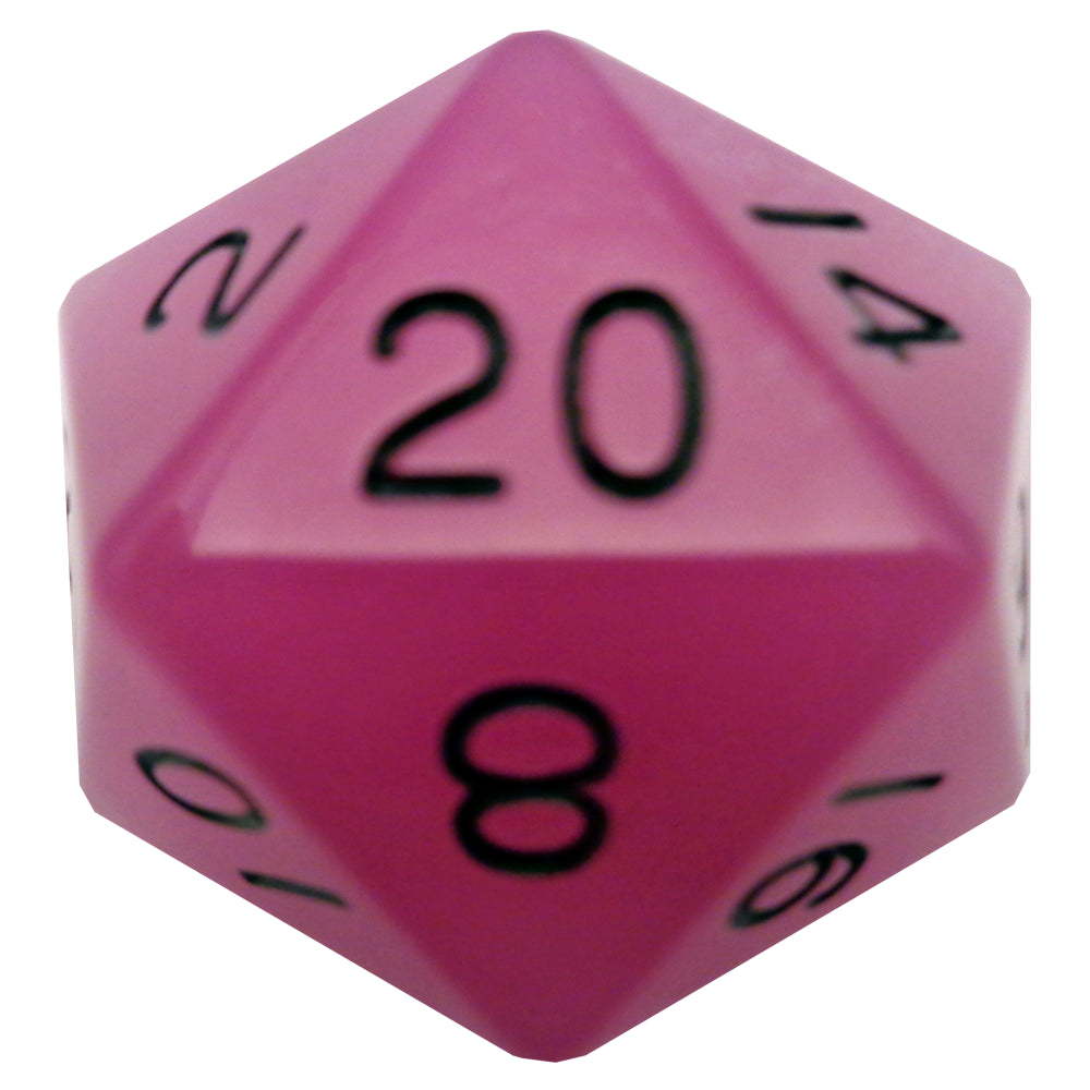 Fanroll - 35mm Mega Acrylic D20 - Glow Purple with Black Numbers