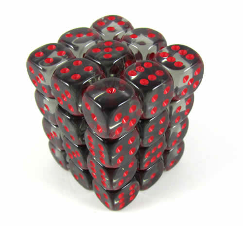 Chessex - Translucent 12mm D6 Dice Block - Smoke with Red