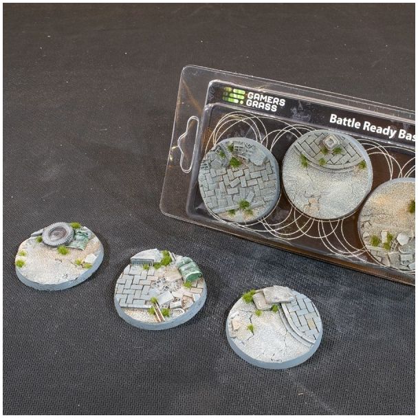 Gamers Grass Battle Ready Bases - Urban Warfare Round 50mm (x3)