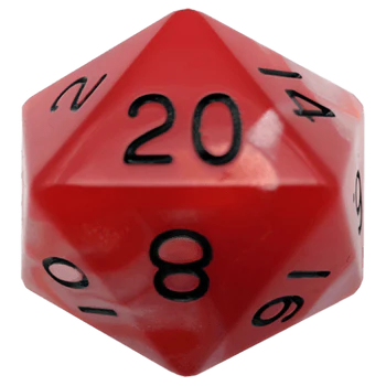 Fanroll - 35mm Mega Acrylic D20 - Red/White with Black Numbers