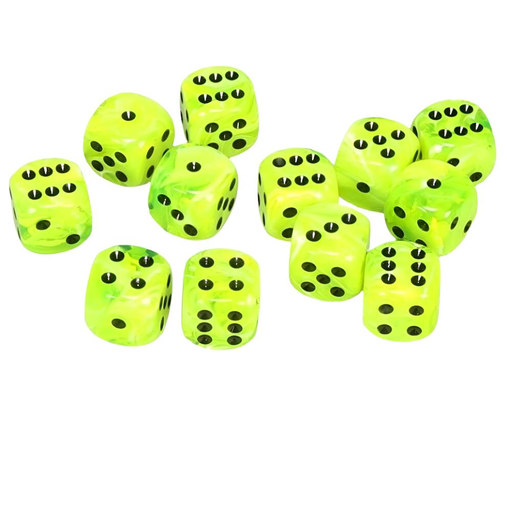 Chessex - Vortex 16mm D6 Dice Block - Bright Green with Black