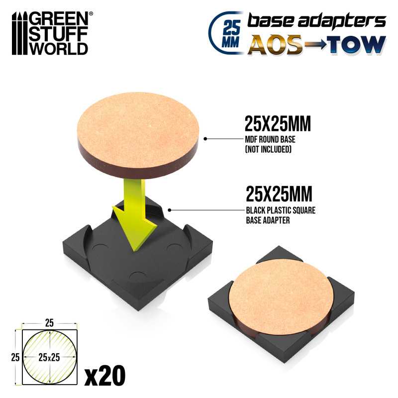 Green Stuff World Round to Square Base Adapter 25mm - Loaded Dice