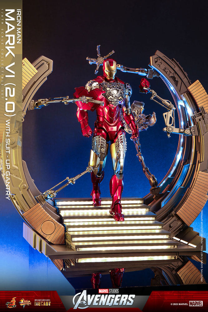 Hot Toys Marvel's The Avengers Movie Masterpiece Diecast Action Figure 1/6 Iron Man Mark VI (2.0) with Suit-Up Gantry 32cm - Releasing March 2024 - Loaded Dice Barry Vale of Glamorgan CF64 3HD