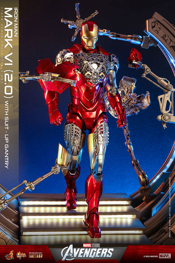 Hot Toys Marvel's The Avengers Movie Masterpiece Diecast Action Figure 1/6 Iron Man Mark VI (2.0) with Suit-Up Gantry 32cm - Releasing March 2024 - Loaded Dice Barry Vale of Glamorgan CF64 3HD