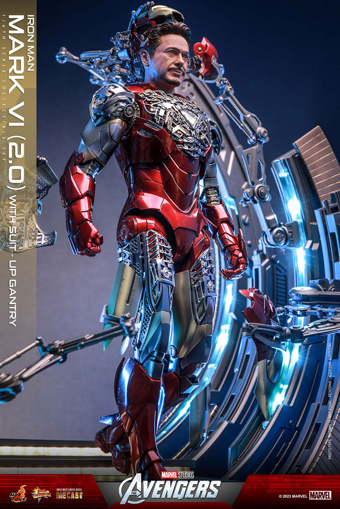 Hot Toys Marvel's The Avengers Movie Masterpiece Diecast Action Figure 1/6 Iron Man Mark VI (2.0) with Suit-Up Gantry 32cm - Releasing March 2024 - Loaded Dice Barry Vale of Glamorgan CF64 3HD