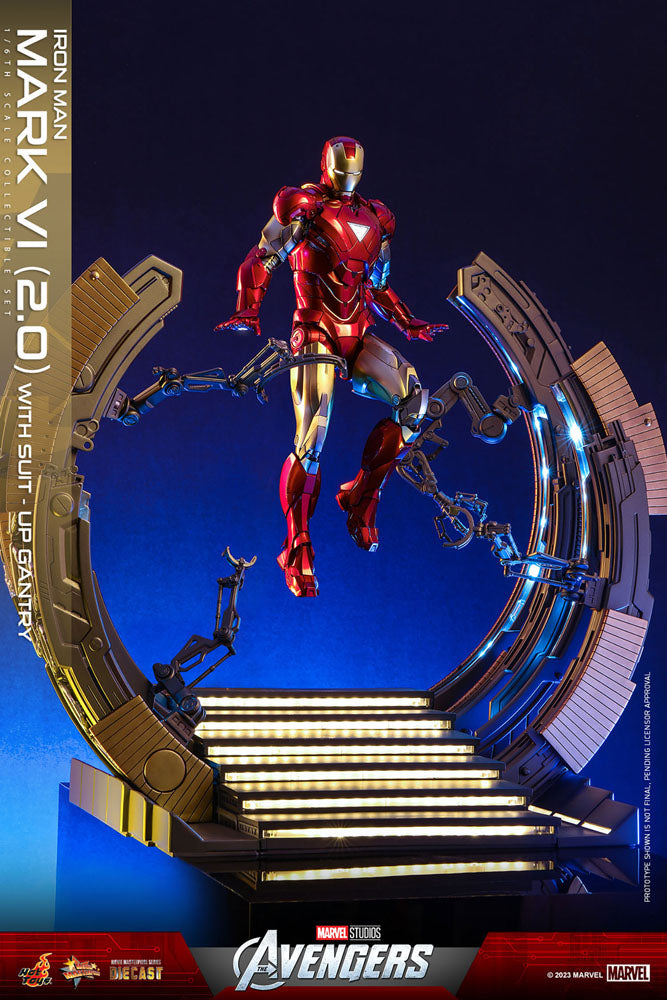 Hot Toys Marvel's The Avengers Movie Masterpiece Diecast Action Figure 1/6 Iron Man Mark VI (2.0) with Suit-Up Gantry 32cm - Releasing March 2024 - Loaded Dice Barry Vale of Glamorgan CF64 3HD