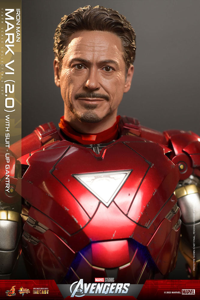 Hot Toys Marvel's The Avengers Movie Masterpiece Diecast Action Figure 1/6 Iron Man Mark VI (2.0) with Suit-Up Gantry 32cm - Releasing March 2024 - Loaded Dice Barry Vale of Glamorgan CF64 3HD