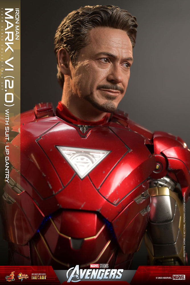 Hot Toys Marvel's The Avengers Movie Masterpiece Diecast Action Figure 1/6 Iron Man Mark VI (2.0) with Suit-Up Gantry 32cm - Releasing March 2024 - Loaded Dice Barry Vale of Glamorgan CF64 3HD