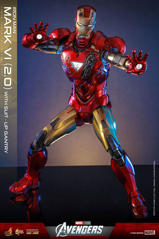 Hot Toys Marvel's The Avengers Movie Masterpiece Diecast Action Figure 1/6 Iron Man Mark VI (2.0) with Suit-Up Gantry 32cm - Releasing March 2024 - Loaded Dice Barry Vale of Glamorgan CF64 3HD