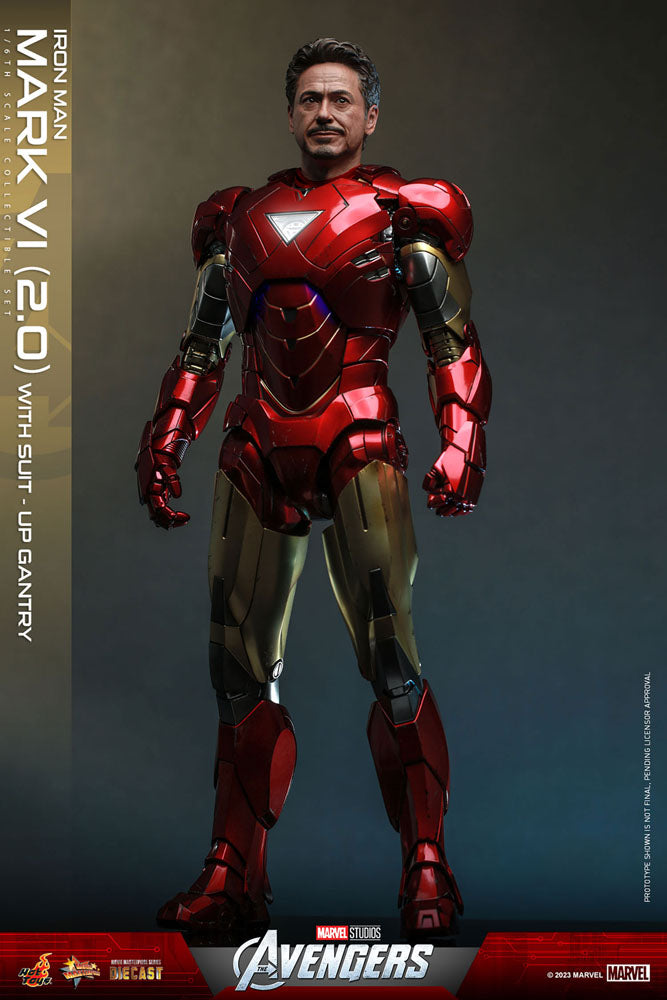 Hot Toys Marvel's The Avengers Movie Masterpiece Diecast Action Figure 1/6 Iron Man Mark VI (2.0) with Suit-Up Gantry 32cm - Releasing March 2024 - Loaded Dice Barry Vale of Glamorgan CF64 3HD