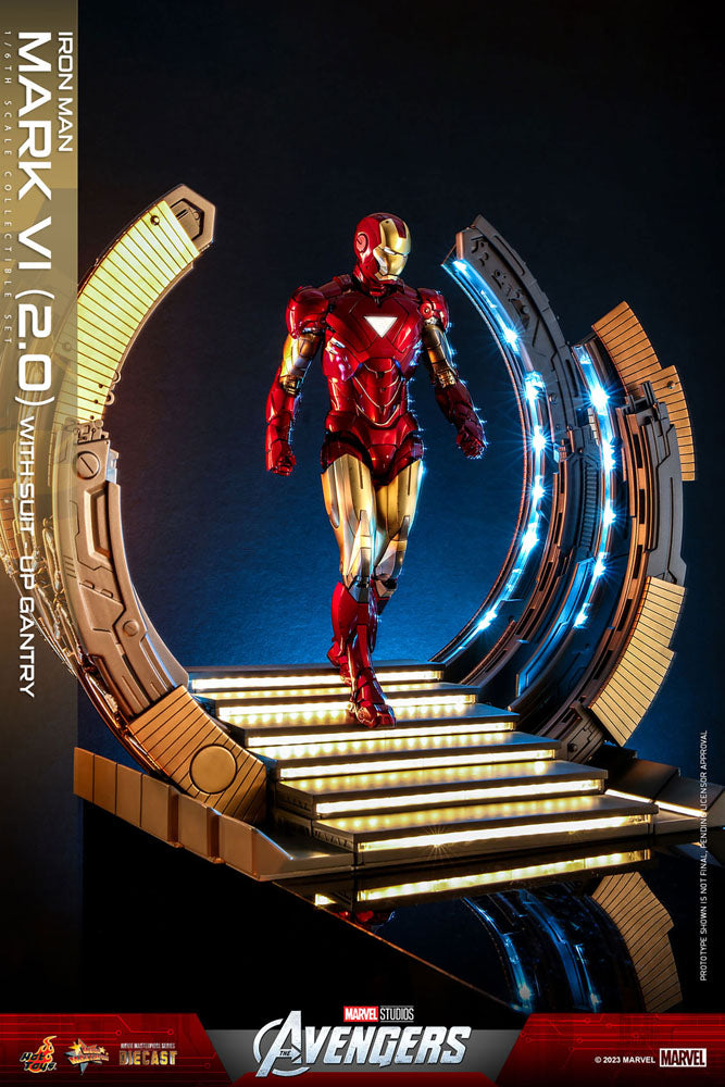 Hot Toys Marvel's The Avengers Movie Masterpiece Diecast Action Figure 1/6 Iron Man Mark VI (2.0) with Suit-Up Gantry 32cm - Releasing March 2024 - Loaded Dice Barry Vale of Glamorgan CF64 3HD