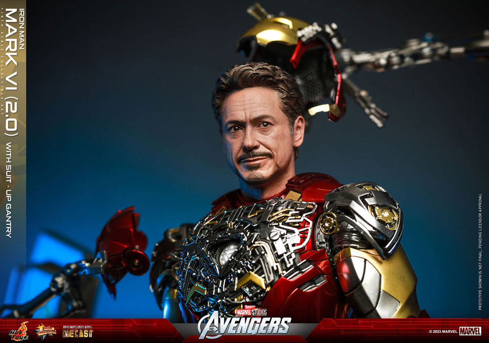 Hot Toys Marvel's The Avengers Movie Masterpiece Diecast Action Figure 1/6 Iron Man Mark VI (2.0) with Suit-Up Gantry 32cm - Releasing March 2024 - Loaded Dice Barry Vale of Glamorgan CF64 3HD