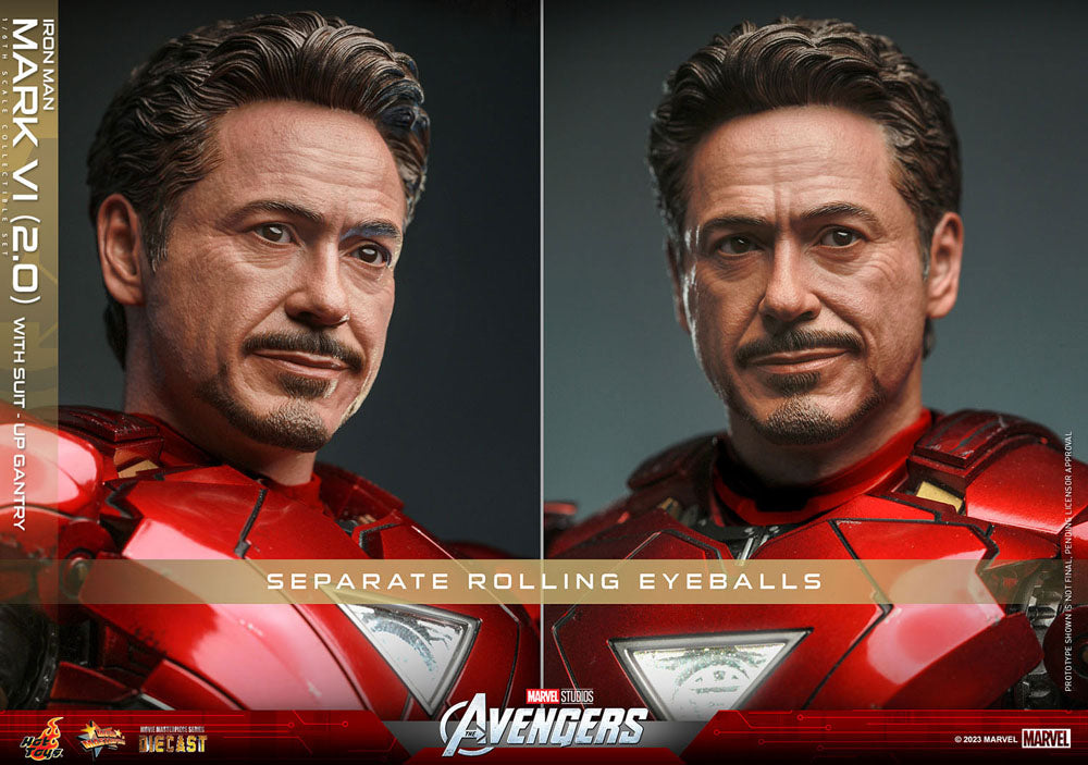 Hot Toys Marvel's The Avengers Movie Masterpiece Diecast Action Figure 1/6 Iron Man Mark VI (2.0) with Suit-Up Gantry 32cm - Releasing March 2024 - Loaded Dice Barry Vale of Glamorgan CF64 3HD